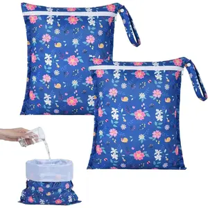 3 Wet Bags with Zippers and Handles, Reusable Waterproof Dry Bag for Swimsuit Trips, Beach, Pool, Gym, (Floral Pattern)