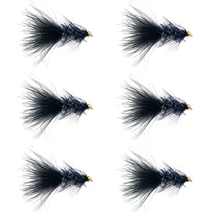 Feeder Creek Fly Fishing Flies | 6pc Woolly Bugger Assortment in 4 Colors 3 Sizes - Ideal Flies for Fly Fishing | Trout Flies | Bass Flies | Streamer Flies | Wet Flies (Size 6 White - 6 Pack)