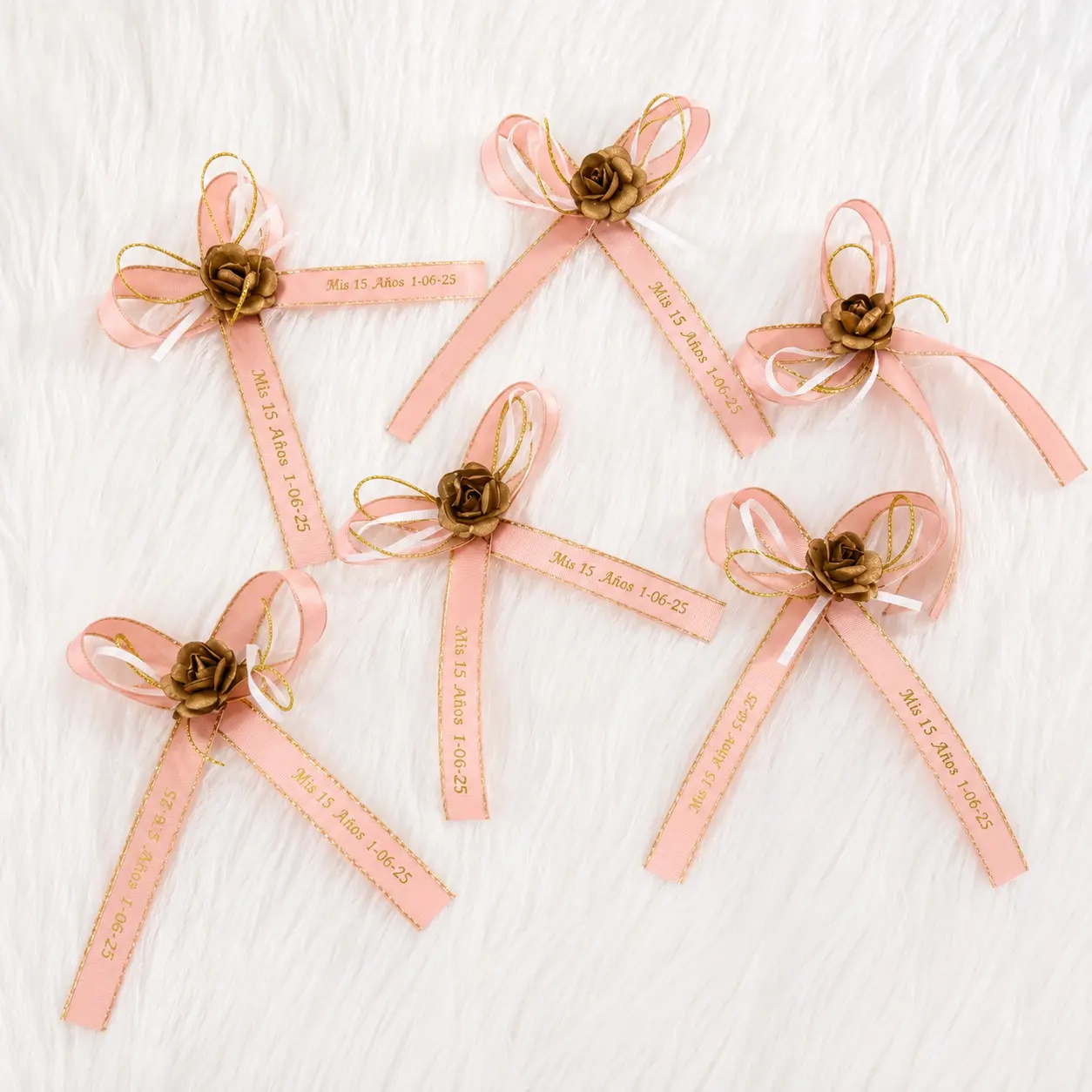 Personalized Flower Ribbon (12 Pcs) - Festive Party Decor for Baptism, Weddings