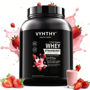 VYHTHY Whey Protein Powder - Strawberry Flavor, 24g Protein, 3.5g BCAAs, Sugar-Free, High-Quality Isolate & Concentrate Blend, Nutrition Dietary Supplement for Muscle Growth & Recovery, Fitness Healthcare Support