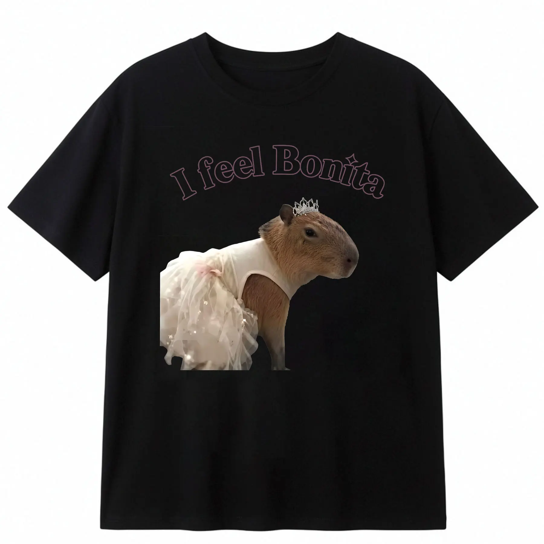 Press Capy  - "I feel Bonita" - Sparkly and Cute - Capybara - Funny Women's T shirt - Women's  Cotton Tee,Unisex Crewneck T-shirt for Men And Women