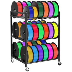 3D Printer Filament Storage Rack,Rolling Filament Spool Holders with Wheels,3-Tier Heavy Duty 3D Filament Storage Rack for PLA/ABS/TPU/Nylon,Filaments Organzied for Home,Office Workshop,Studio