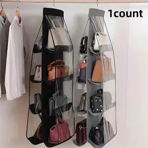 Hanging Bag Organizer, 1 Count 8-pockets Hanging Bag Storage Rack, Space Saving Compact Bag Holder, Home Organizer for Closet, Wardrobe, Bedroom, Living Room, Pouch Holder, Bags Holder