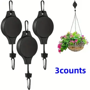 Adjustable Height Pulley Clothes Hanger Set, Adjustable Hanging Ropes, Plant Hooks for Indoor Outdoor Use, Ideal for Garden Baskets and Bird Feeders