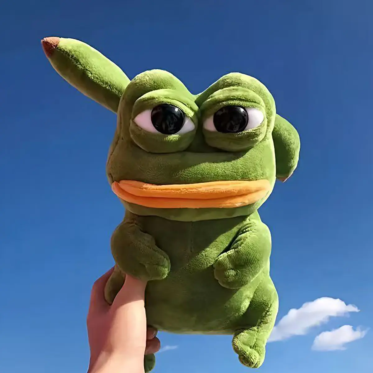 Sad Green Frog Plush Toy, Plastic Eyes Big Eye Pika Frog Stuffed Animal, Cute Ugly Kawaii Plushie, Funny Soft Doll Gift for Girls Best Friend Birthday