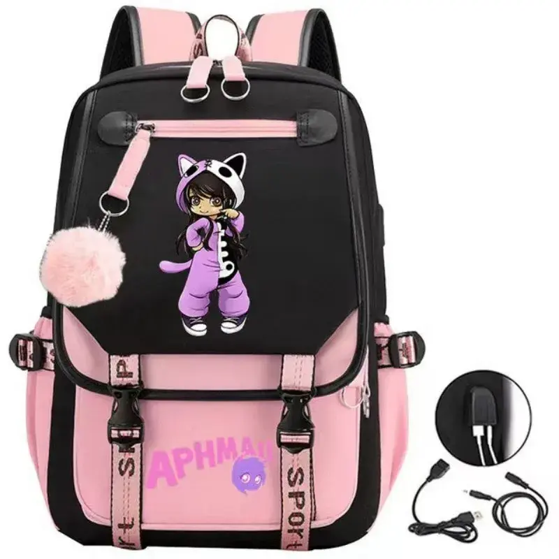 3D Cartoon Print Kawaii Backpack, Large Capacity Water-Resistant Oxford Student School Bag for Unisex Travel with USB Charging Port, Student Class Backpack, Campus Life, Graphic, Usb Port, Boys And Girls, 3D Printed Cartoon Design, Oxford Material