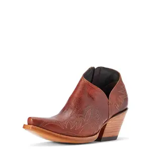 Ariat Women's Jolene Ankle Western Shoe - Round Toe, Wedge Heel, Leather Lined, Resoleable Goodyear Welt, Full Inside Zip, Natural Decor Accents, Footwear, 10042429