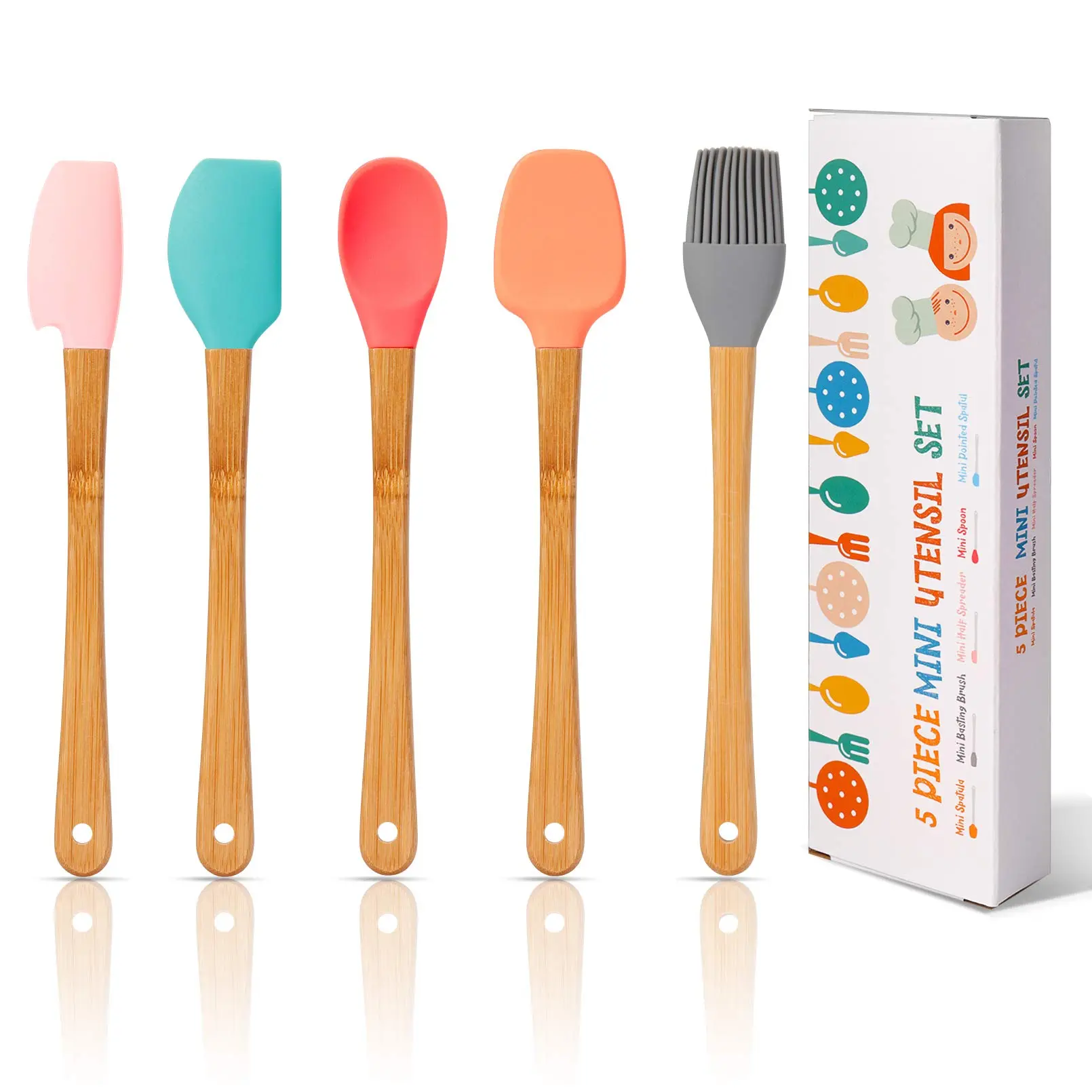 Silicone Small Spatulas Set of 5, Small Rubber Spatulas for Scraping, Cooking, Baking and Mixing for Kitchen Use