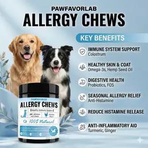 [Easter Promotion] PAWFAVORLAB Allergy & Immune Bites 200 Soft Chews Treats for Dogs’ Gut & Health, Up to 100 Days of Use pet chews dog allergy supplements