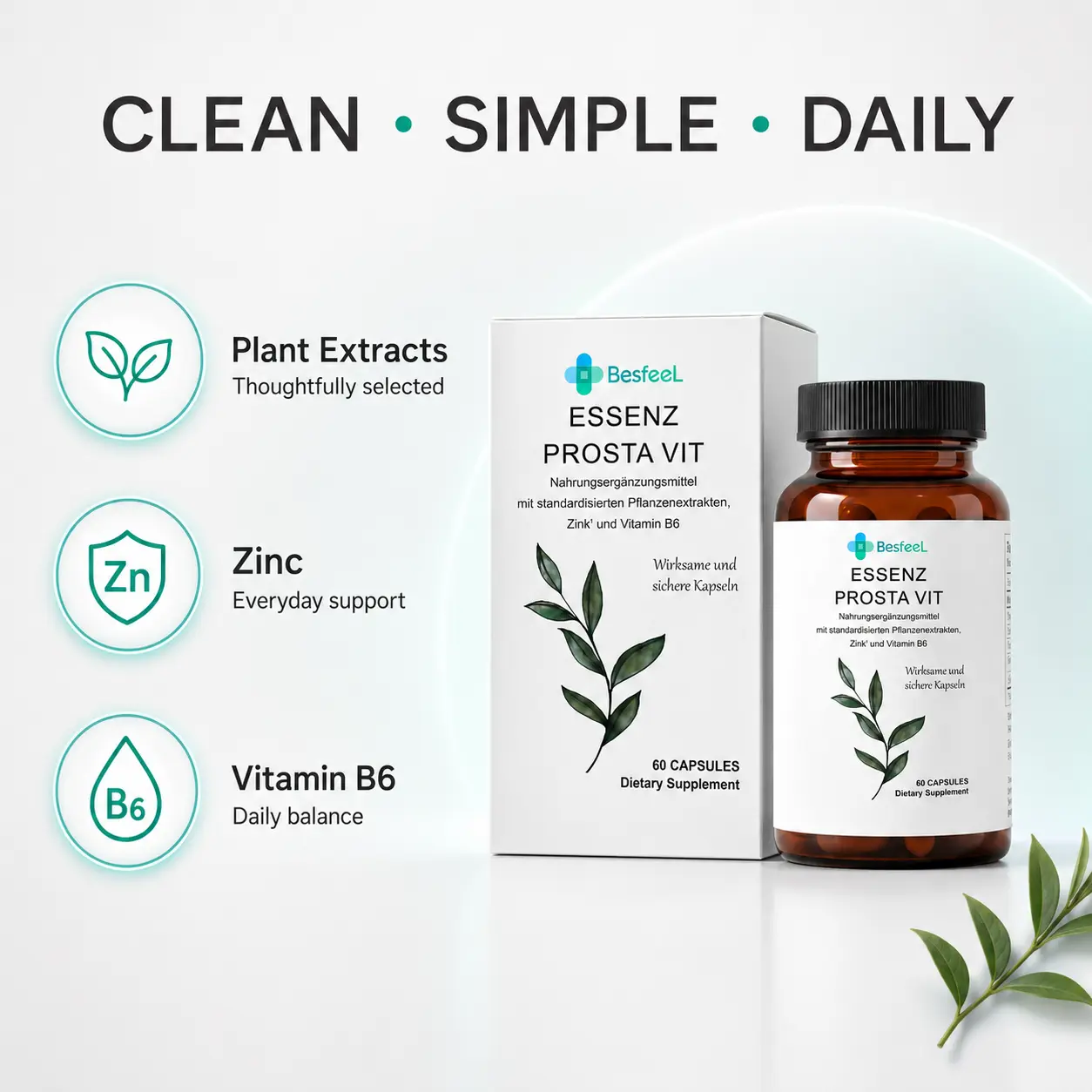besfeel-Cápsulas de suplemento nutricional para la próstata con extracto para la salud funcional masculina