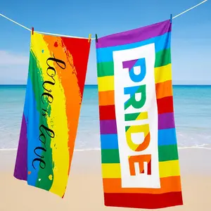 Rainbow Beach Towel Gay Flag Beach Towel 29 x 58 31x71inch LGBT Gay Pride Oversized Blanket Parade Microfiber Large Striped Quick Dry Pool Travel Swim Camping