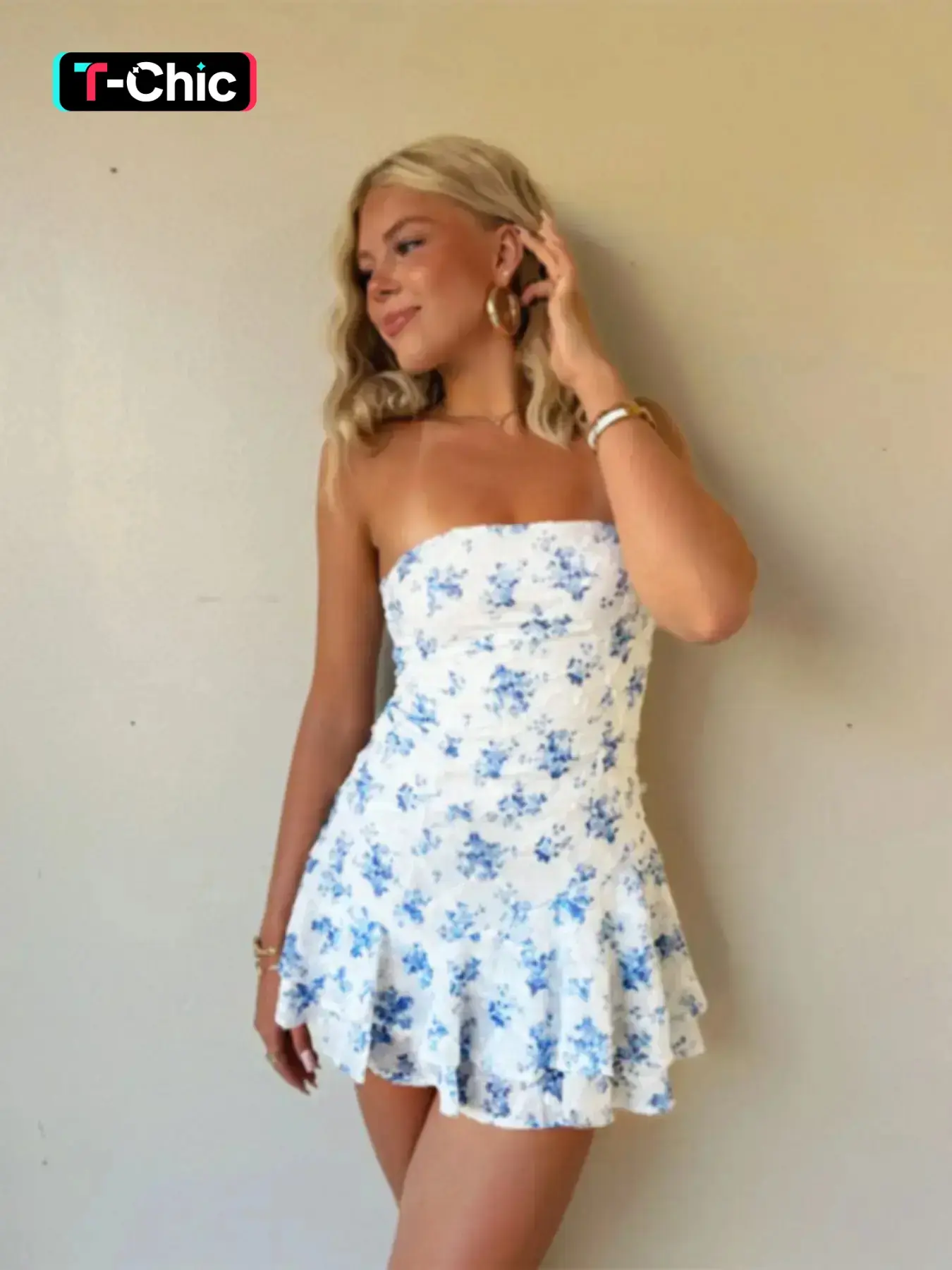 Women's Floral Print Tube Dress, Fashion Casual Boho Style Soft Strapless A-Line Dress for Daily and Outdoor Wear, Ladies Dress for Summer, Womenswear, Boho Sundresses