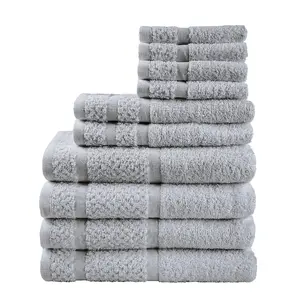 Grey 10-Piece Towel Set, Premium Softness & Long-Lasting Durability for Your Home