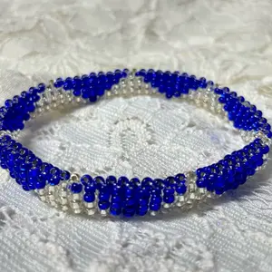 Ilde Ide Idde de Yemaya Bracelet Santeria Yoruba IFA Blue and Clear Beaded Jewelry for Cultural Wear Multilayered Bangles
