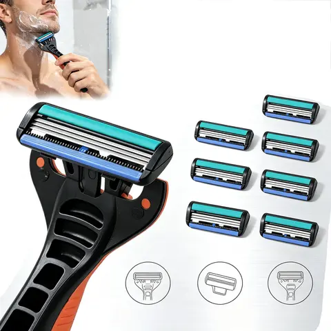 Men's Chrome Double-Edge Safety Razor - Durable Metal, Stainless Steel Handle, 9 Comfort Blades for Smooth Face Shave Manual Grooming