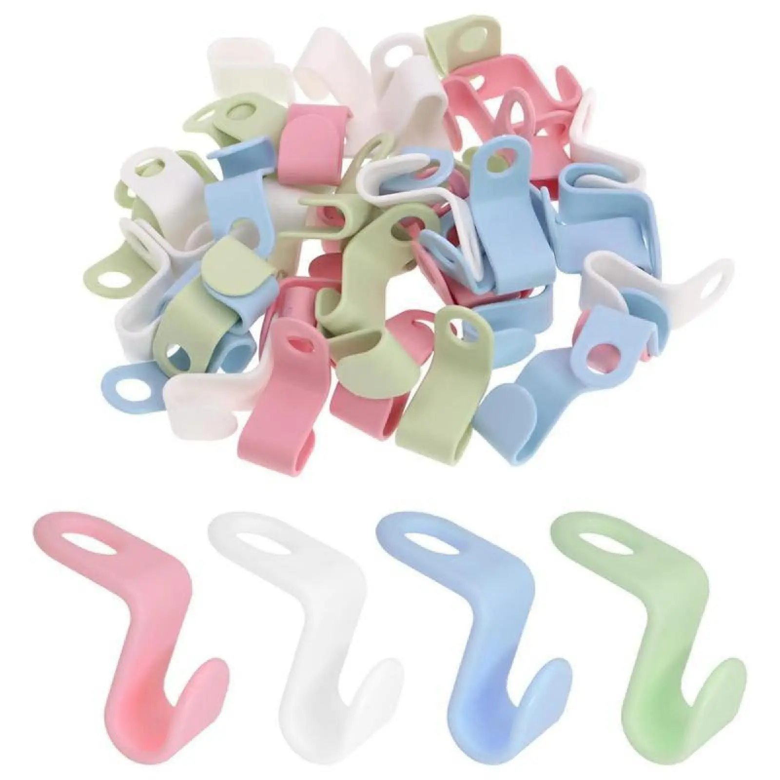 30/100 Counts Set Hanger Connector Hooks,Multicolor Closet Organizer Hanger Clips,Space Saving Clothes Hanger Extender Hooks.