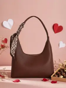 〖Valentines Day〗Women's Elegant Shoulder Bag Handbag, High-Quality Crescent Shape Purse with Scarf, Perfect for Work Travel Running Errands