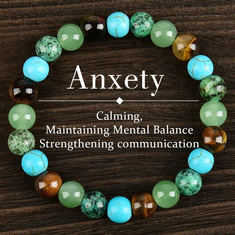 Aura Strand Unisex Tiger Eye Healing Crystal Bracelet - Elegant Blue Beaded Stress-Relief Calming Jewelry, Exquisite Trendy Balancing Emotions Protective Accessory for Adults, Neutral Friendship Gift, Tiger Eye Bracelet