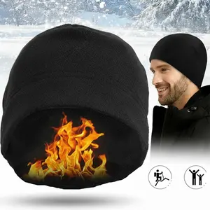 Fleece Watch Cap - Army Military Tactical Beanie Hat Winter Skull Cap Black Polyester Hat Cycling Hat