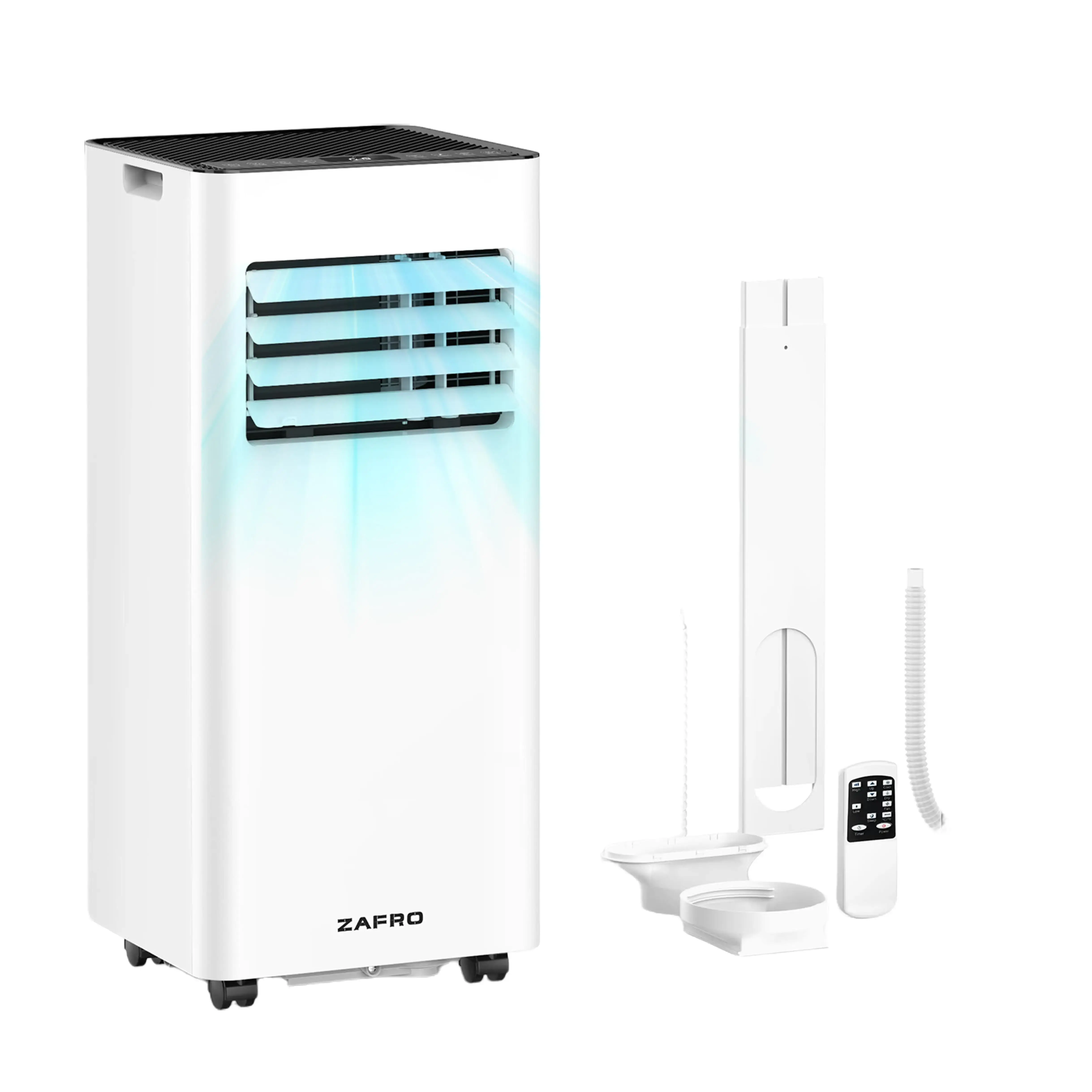 ZAFRO 8K/10K Portable Air Conditioners, 4 Modes Portable AC Unit with Fast Cooling/Energy Saving/Remote Control/24Hrs Timer for Bedroom/Dorms/Indoor Rooms, White