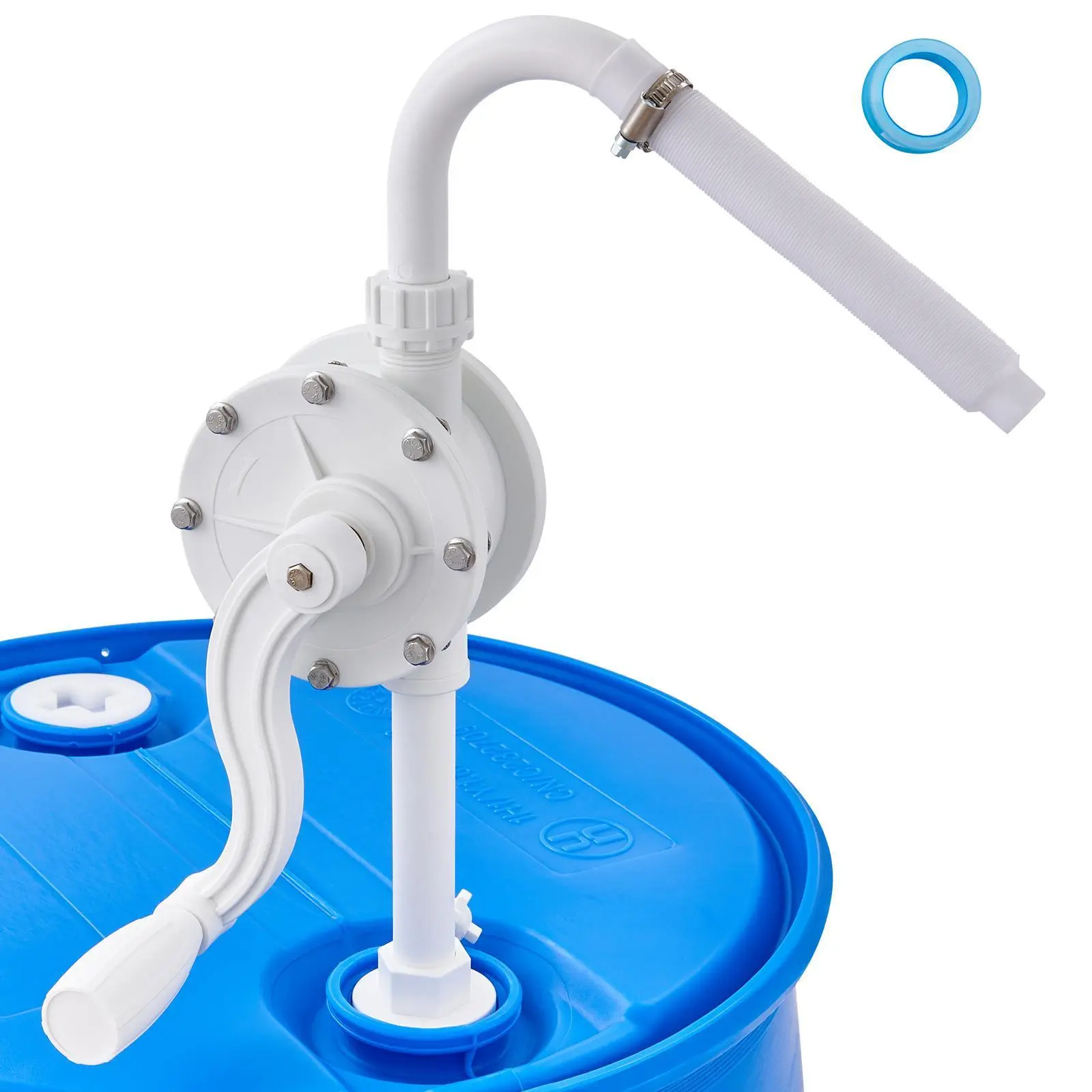 【Summerfinds】VEVOR Drum Pump, 6.5 GPM Flow, Rotary Barrel Pump Hand Crank, Fits 5 to 55 Gallon Drums with 3-Section Suction Tube Assembly and Hose, Designed for Fast Transfer of Water, Alcohol, Corrosive Liquids