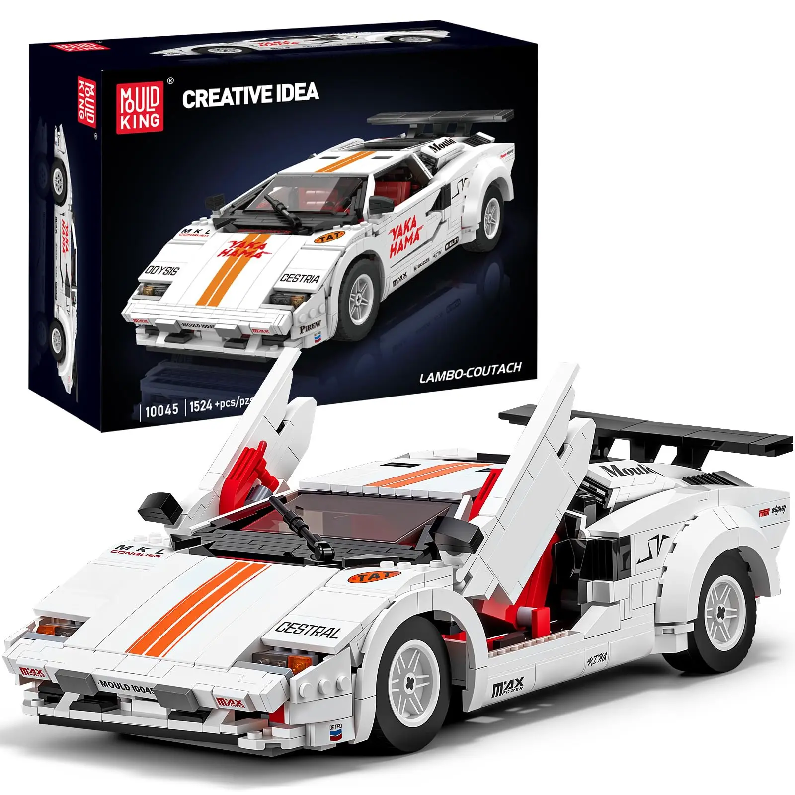 Mould King 10045 Technik Authentic Design Classic Lamborghini Countach Sport Car Building Set - 1524 Pcs BPA Free ABS Plastic, 12+ Years Above, 13.31×6.77×3.7in, STEM Learning, Unisex, Hands-On Skills Boost, Home/Office Display, Birthday Gift