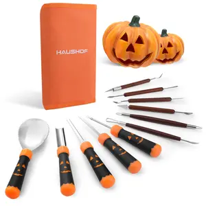 #JumpstartSale HAUSHOF Pumpkin Carving Tools with Stencils, 11-COUNT Halloween Pumpkin Carving Kit Professional Knives Set with Case, Halloween Gifts for Halloween Decorations