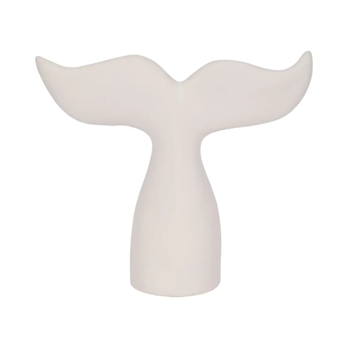 212 MAIN 10 in. Textured White Whale Tail Figurine, Coastal Home Decor Ornament
