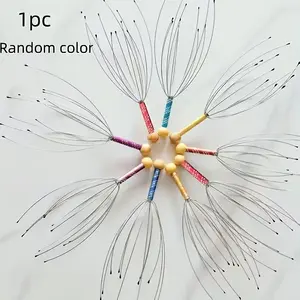 Random Color Head Massager Claw, Octopus Head Massage Tool, Scalp Scratching Hand Massager, Small Soul Extraction Device, Lymphatic Drainage Tool, Scalp Scrubber, Christmas Gift, Stainless, Body Care
