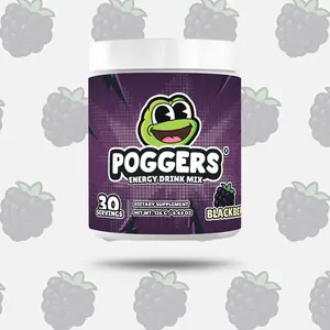 POGGERS Blackberry Energy Drink Mix - 200 mg Caffeine, Vitamin A-E, Natural Ingredients, 30 Servings, Perfect for Sport & Energy Boost