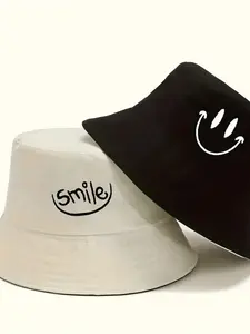 Unisex Embroidered Fisherman Hat, Suitable for All Seasons, Reversible Wear, Casual Versatile Bucket Cap, Perfect for Men and Women