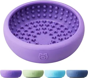 Lick Bowl,    Lick Mat for Dogs, Non-Slip Freeze Licking Bowl Enrichment Puzzle Feeder for Distraction,  , Dishwasher Safe(Purple,L)