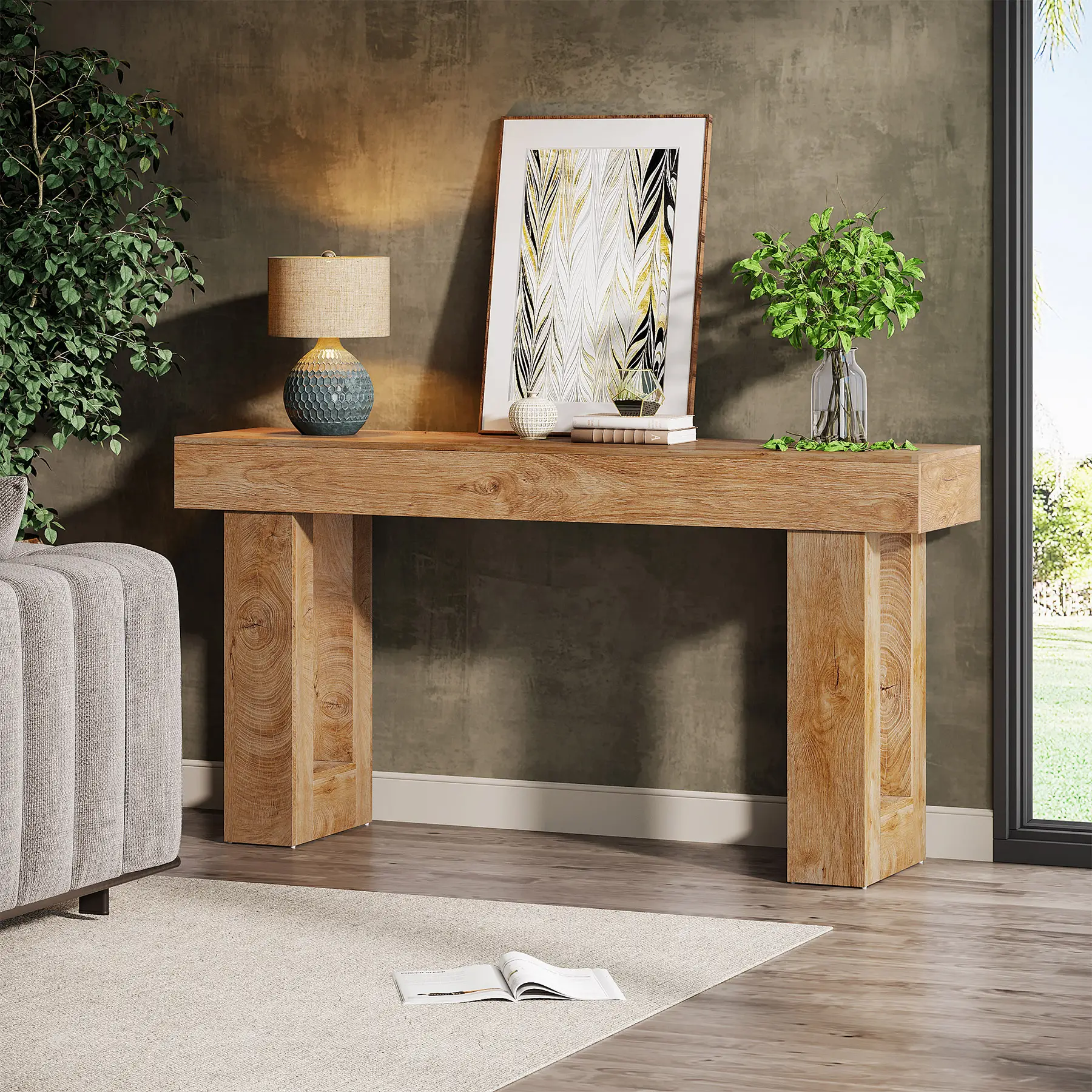 【Live Only】Tribesigns Farmhouse Console Table 63-Inch Long Narrow Sofa Table Behind The Couch Wooden Rectangular Entryway Table for Entrance Hallway L