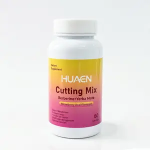 HUAEN Cutting Drink Mix Capsules | Strawberry Acai Flavor | 60 Servings | Happy Cleaner Drink Mix | 5-HTP | Yerba Mate | Magnesium |