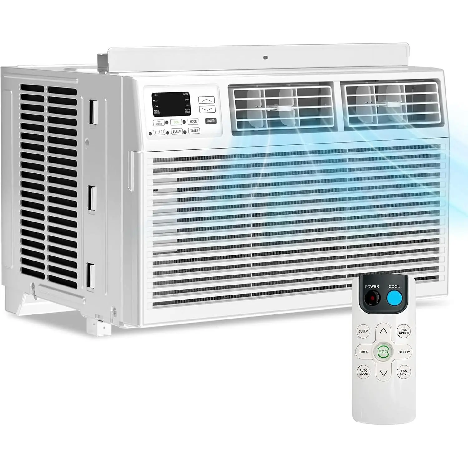 Residential Window Air Conditioner Unit - 5000-12000 Btu Energy Saver with Dehumidifier, 24H Timer, Remote Control, Easy Installation, Auto-Start After Power Drop, Stay Cool for 350 Sq.Ft Small Rooms, Bedroom, Window Ac Saves Space In Small Rooms