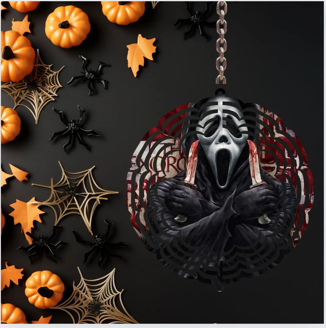 MASKED 8-Inch Round Kinetic Wind Spinner Ornaments - UV-Coated Aluminium, Weatherproof, Hangable Whimsical Outdoor Decoration, Easily Fanned Open for All Seasons (Home Improvement, Garden Supplies)