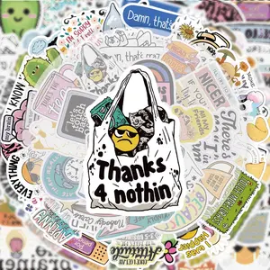50 Pcs Sarcasm Stickers Set, Vibrant Decorative Decals Accessories for Water Bottles Laptops Phones Suitcases Skateboards Guitars Gift Boxes Party Supplies