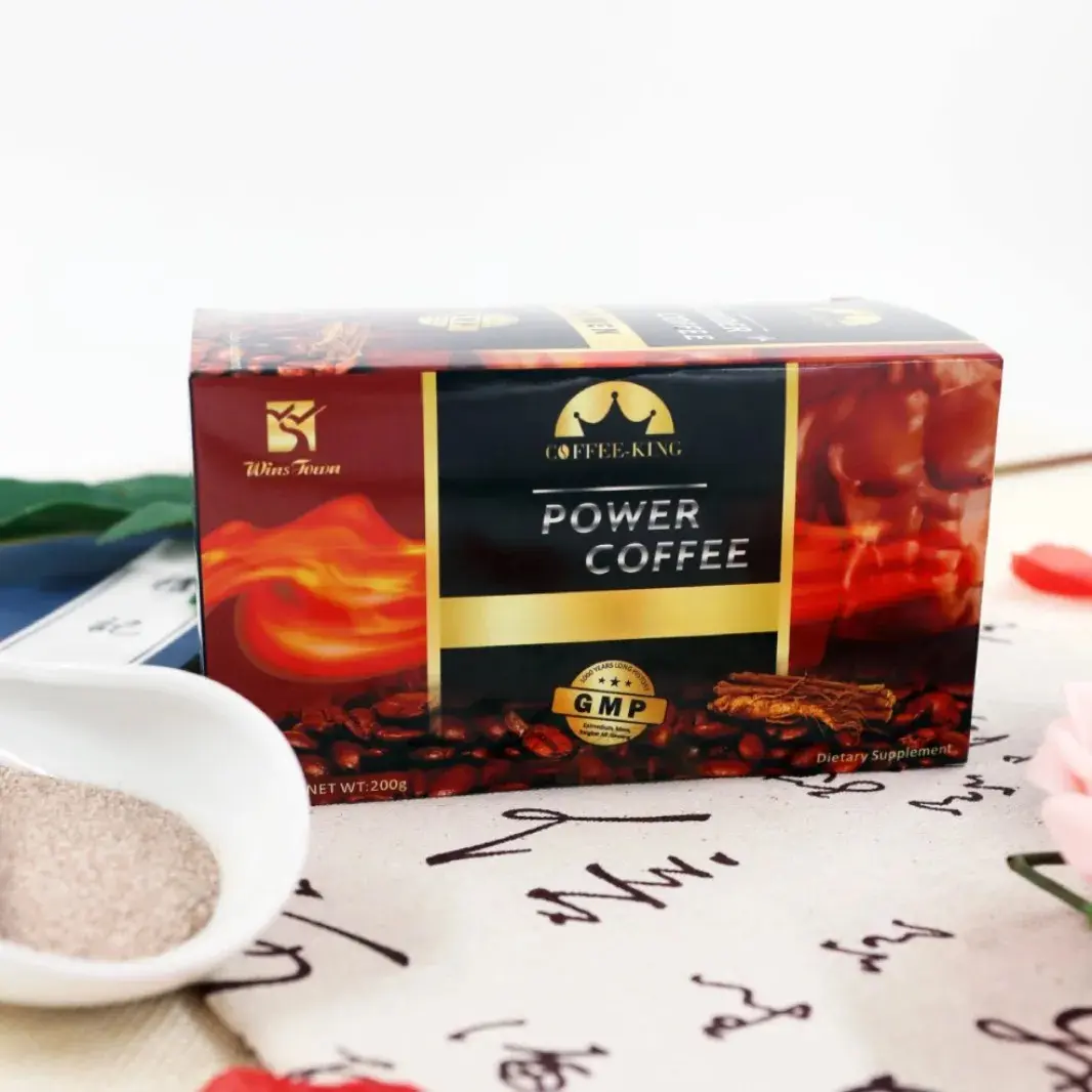 Wins Town Mens Power Coffee - 16 Packets with Maca, Oyster Peptide, Mulberry & Goji Berry Extract, Natural Herbal Supplement for Active Men, Ritual Confidence