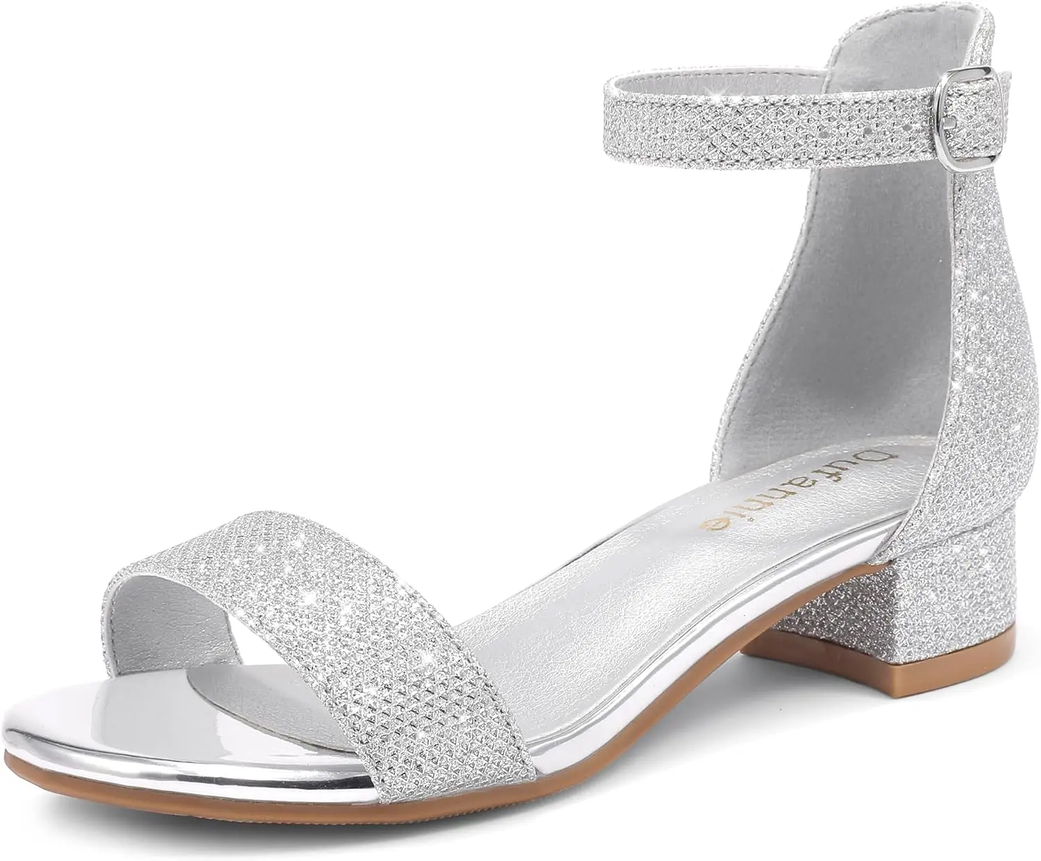 Girls Sandals Low Heels Dress Pump Ankle Strap Open Toe Flower Girl Wedding Party for Toddler Little Big Kid