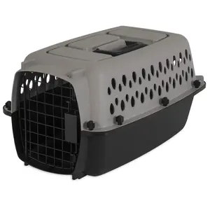 Pet Portable Kennel for Dogs, Hard-Sided Travel Carrier, Durable, Metal Door, Black & Grey, for Pets up to 10 Lbs, 19" L X 12.3" W X 10.8" H