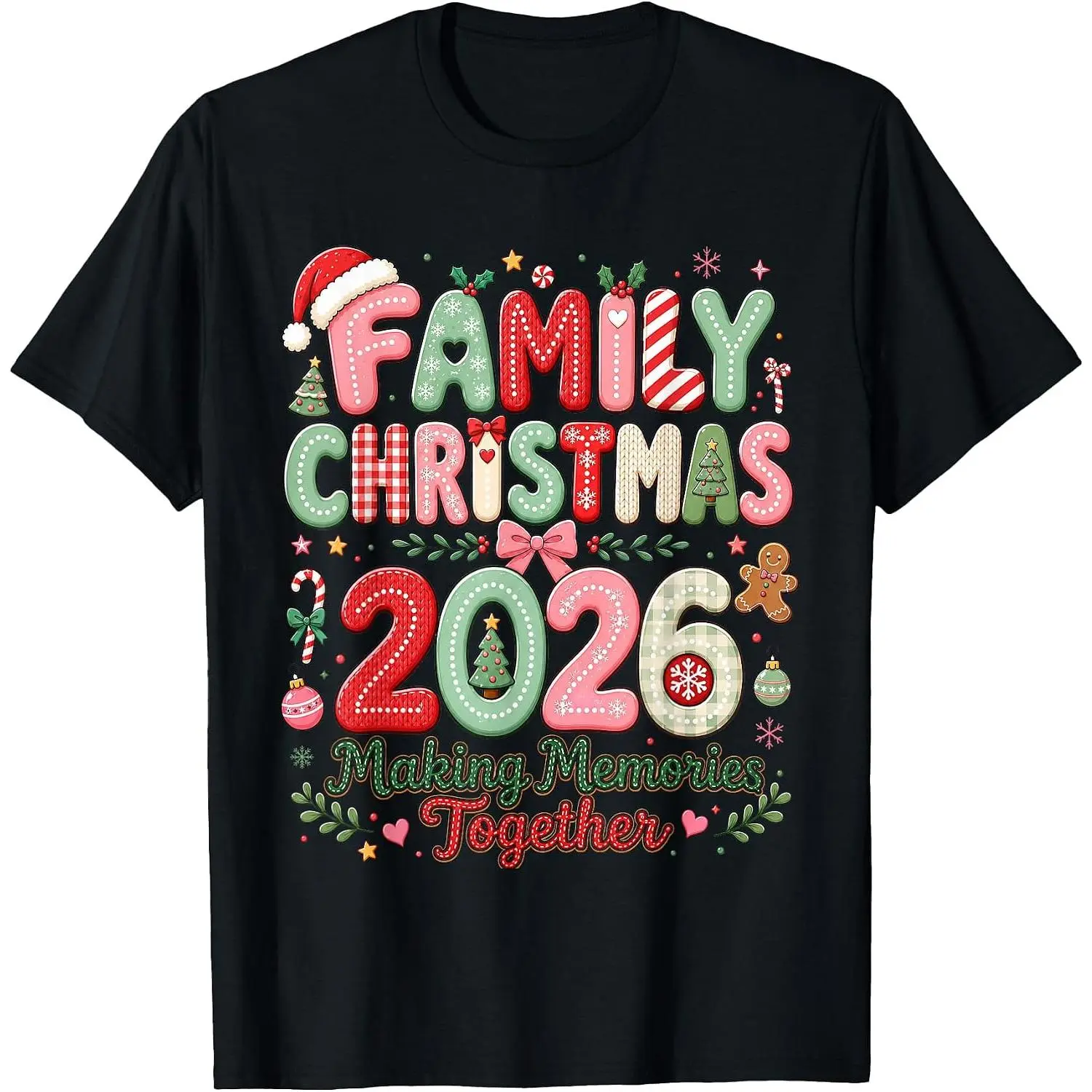 Family Christmas 2026 Matching Holiday for Men Women  T-Shirt Soft Cotton Comfortable Everyday Wear