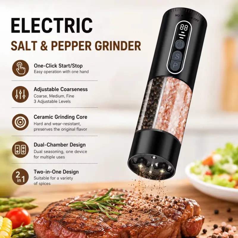 2 in 1 Electric Salt and Pepper Grinder