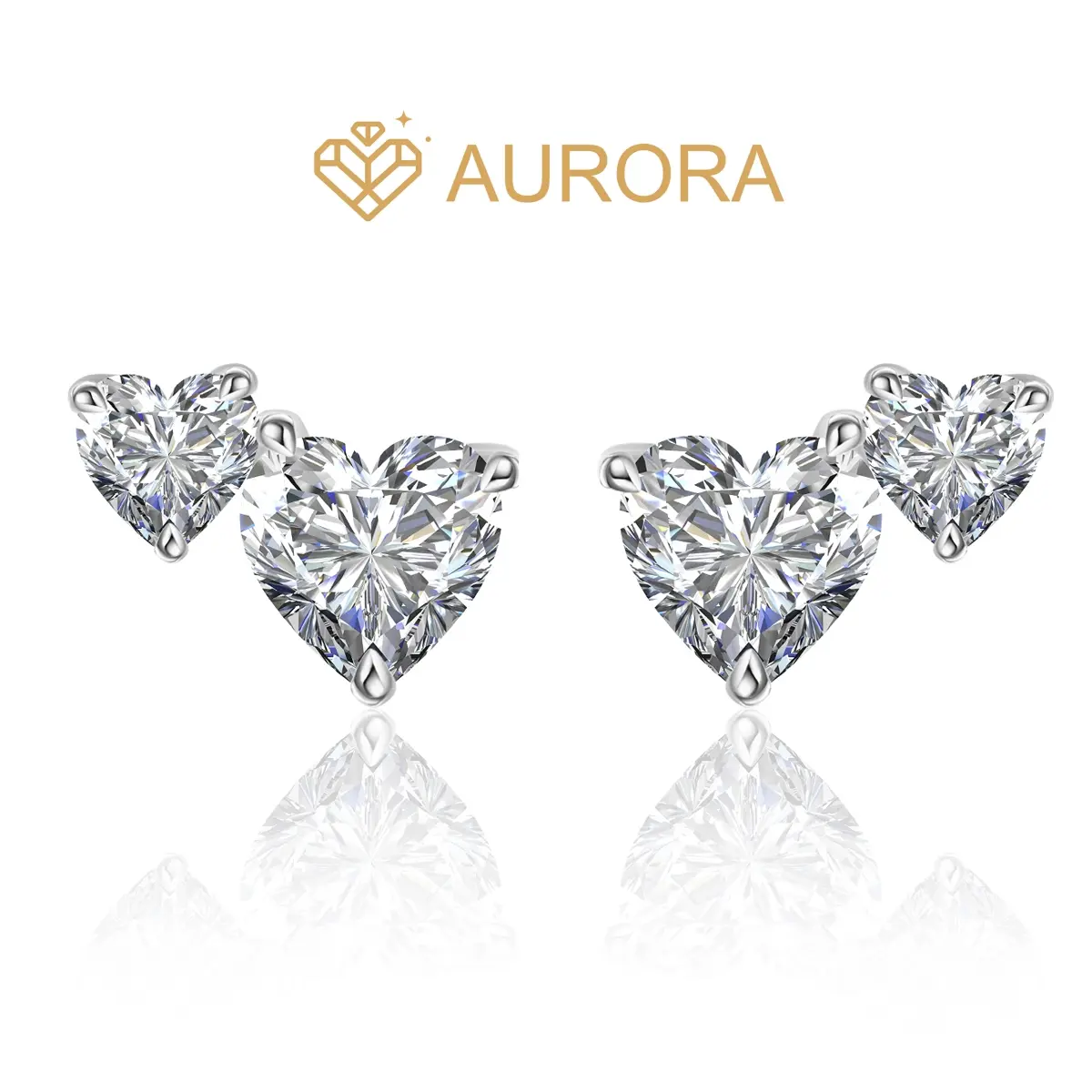 925 Sterling Silver Heart Shaped Earrings, VVS1 Grade Synthetic Moissanite Fine Jewelry (#226 Echo Heart)