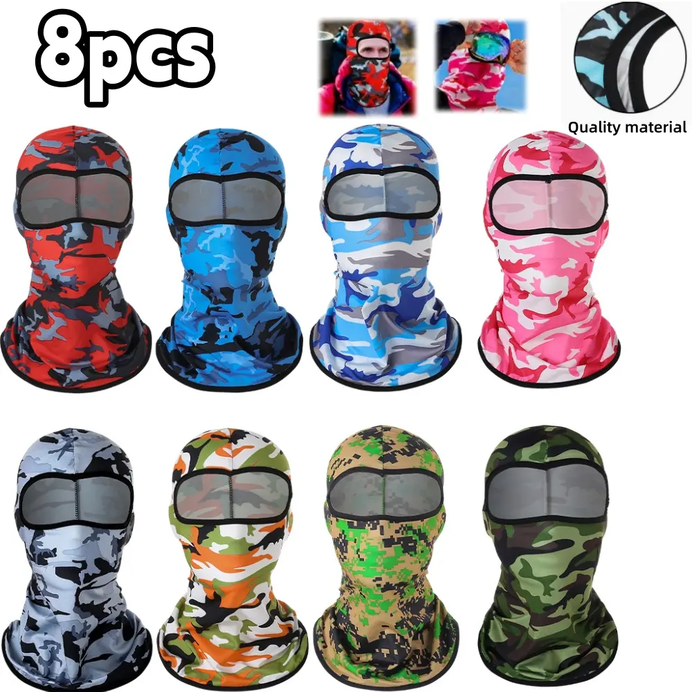  8-Piece Multifunctional Balaclava,Full Face Windproof, Breathable, Sun Protection Full, Sweat-Wicking Ice Silk Camo For Cycling, Running, Outdoor Activities for Both Men and Women headbands tiktokshopspringglowup beach essentials hat
