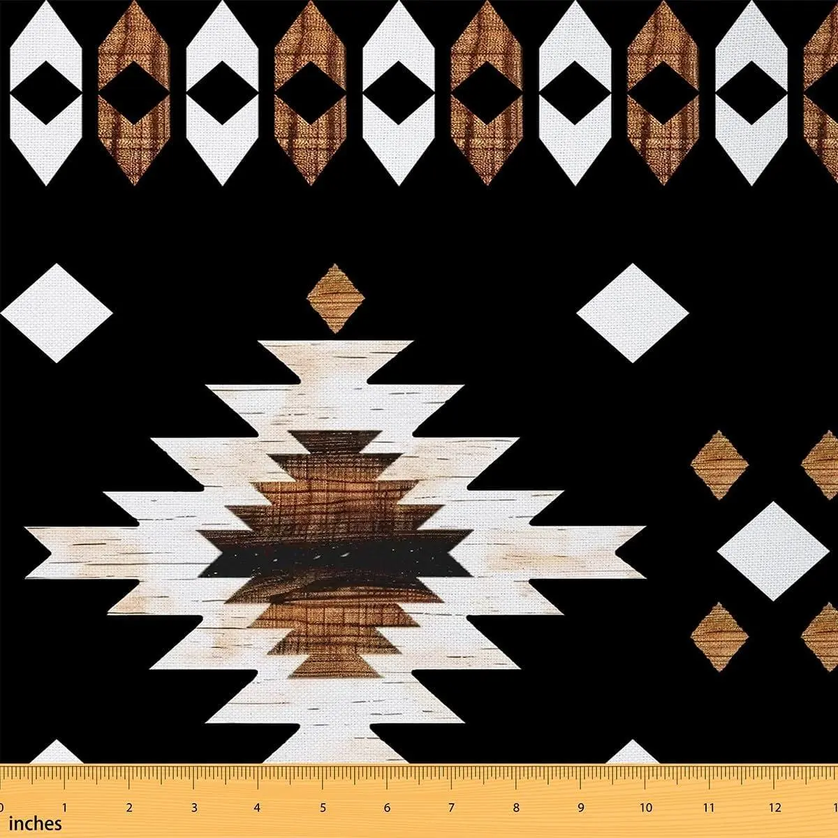 Aztec Boho Fabric Ethnic Rustic Adults Sewing Soft Fabric Western Tribal DIY Fabrics Soft Flannel Polyester No Stretch Brown Black White Crafting Supplies Fabrics