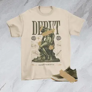 Debut Jordan 3 Family Affair Medium Olive Matching Sneaker Tee Shirt Tan Menswear Streetwear Only Shirt No Sneaker N6W