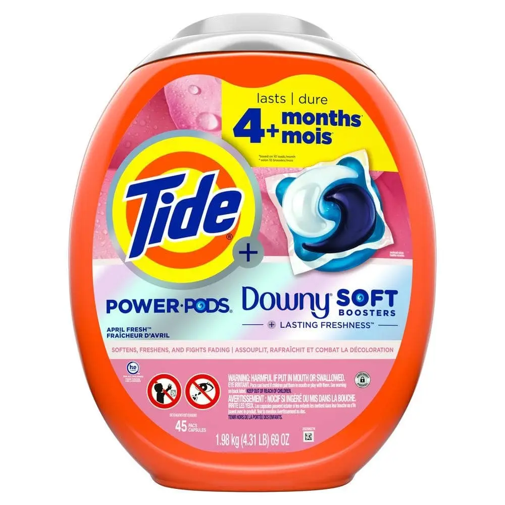 2 in 1 Power Pods April Fresh with Downy Scent Laundry Detergent Pods, 45-Count