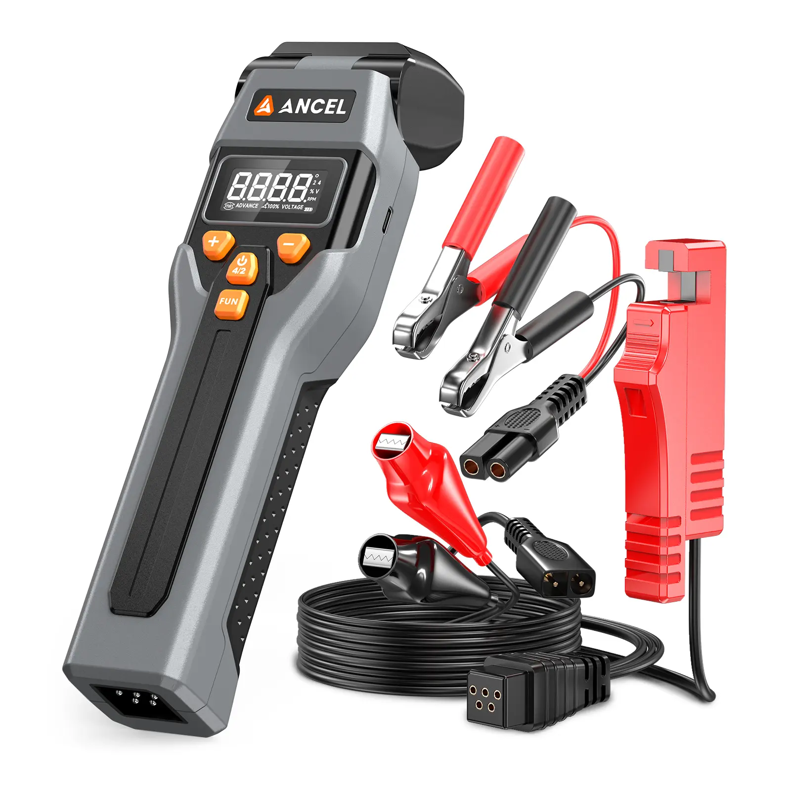ANCEL LT70 Digital Timing Light Automotive Repair Tool with Tachometer (RPM), Advance, Dwell & Voltage Tests, Self-Powered Inductive Ignition Daylight-Bright LED Gun, Type-C Charging, 12V Backup for Gas Engines, Truck, Vehicle & Tools and Gadgets Use