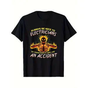 Funny Electrical Engineer T-Shirt for Men & Women - Electrician Design with Circuit, Voltmeter & Ohm's Law Symbols - 220GSM Pure Cotton Fit S-3XL Unisex Tee for Engineers, Technicians, DIYers