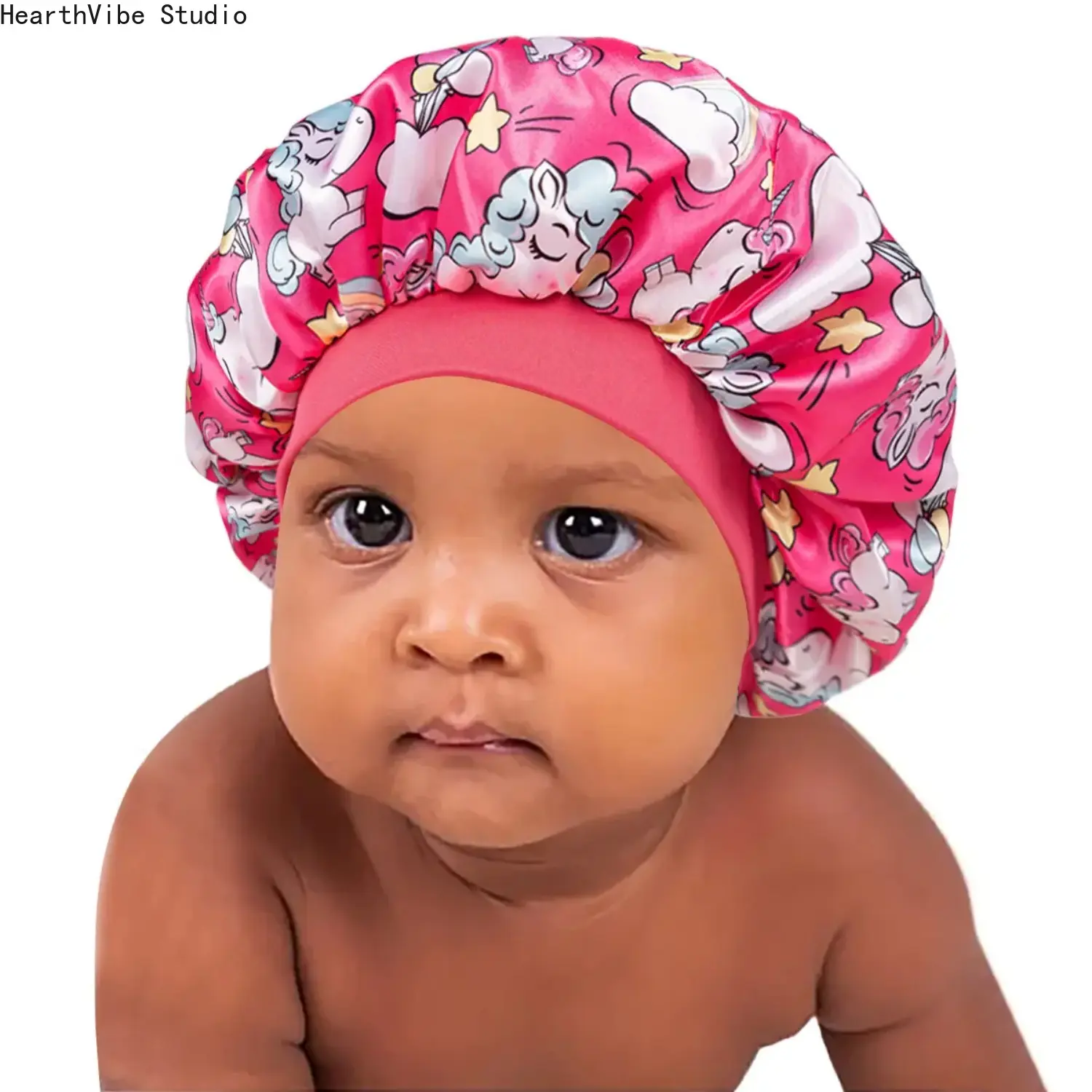 Kids' Satin Sleep Bonnet - Soft Printed Baby Hair Care Cap, Breathable Lightweight Reusable Toddler Cap for Summer Travel & Bath Routine Protection (Camping & Hiking Accessory), Printing, No